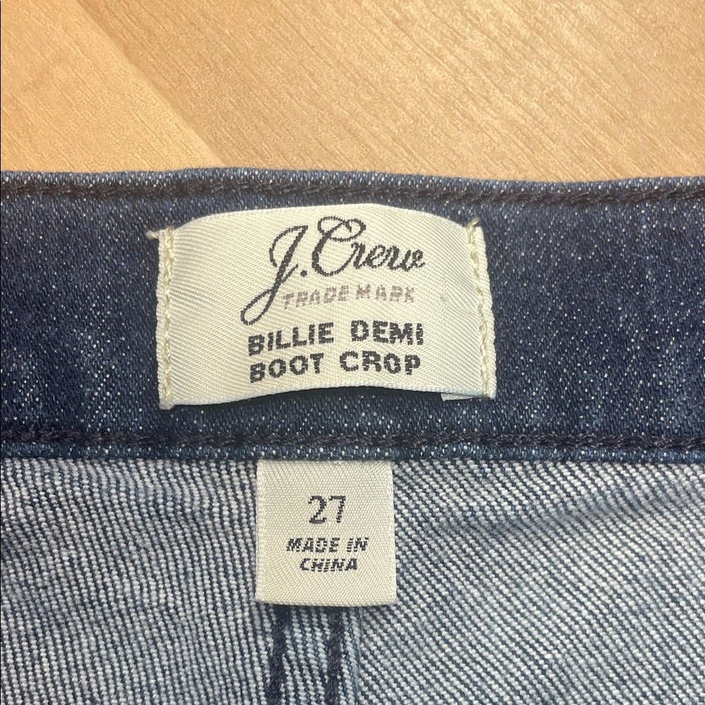 J Crew Billie Demi Boot Crop Jeans 27 High Rise Sailor Button Dark Wash - Picture 2 of 9